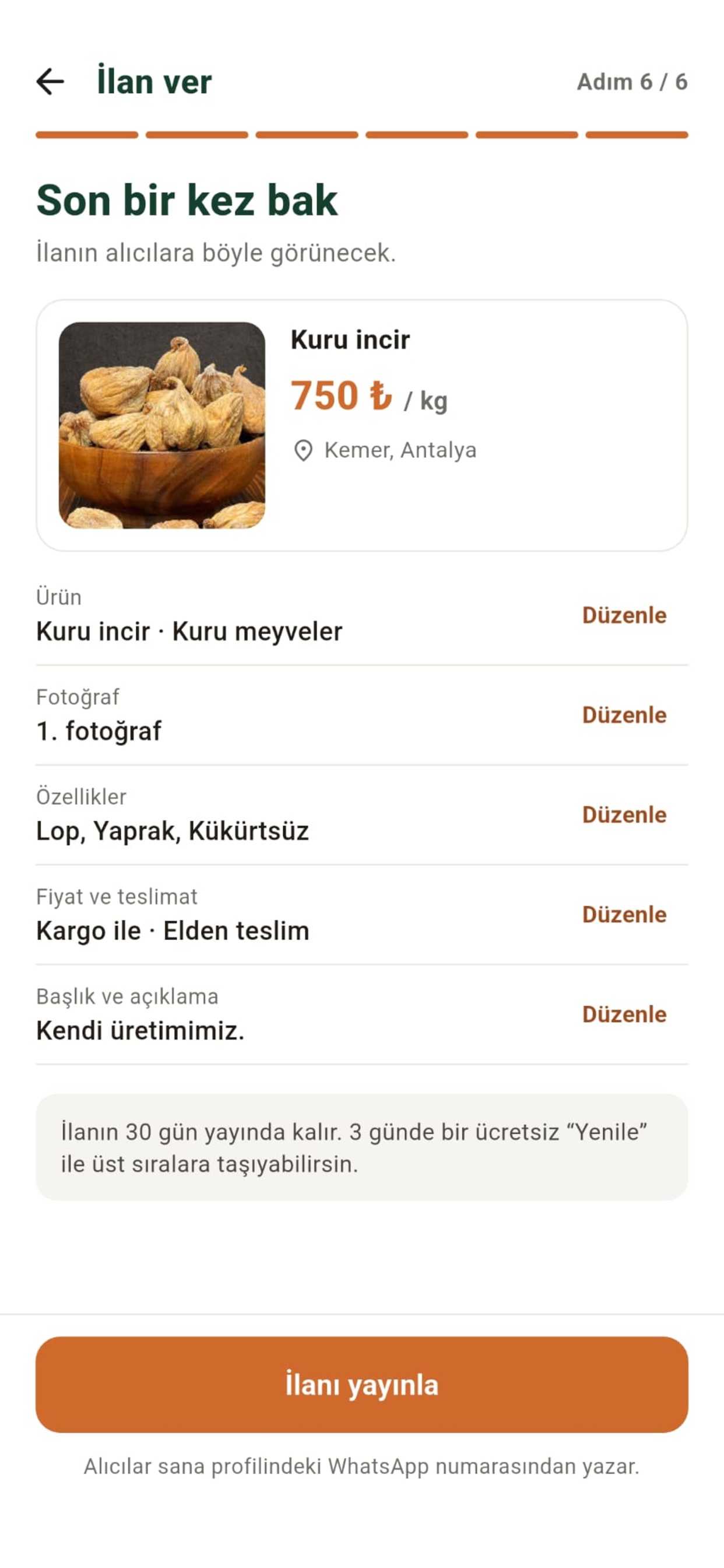 İlan verme ekranı