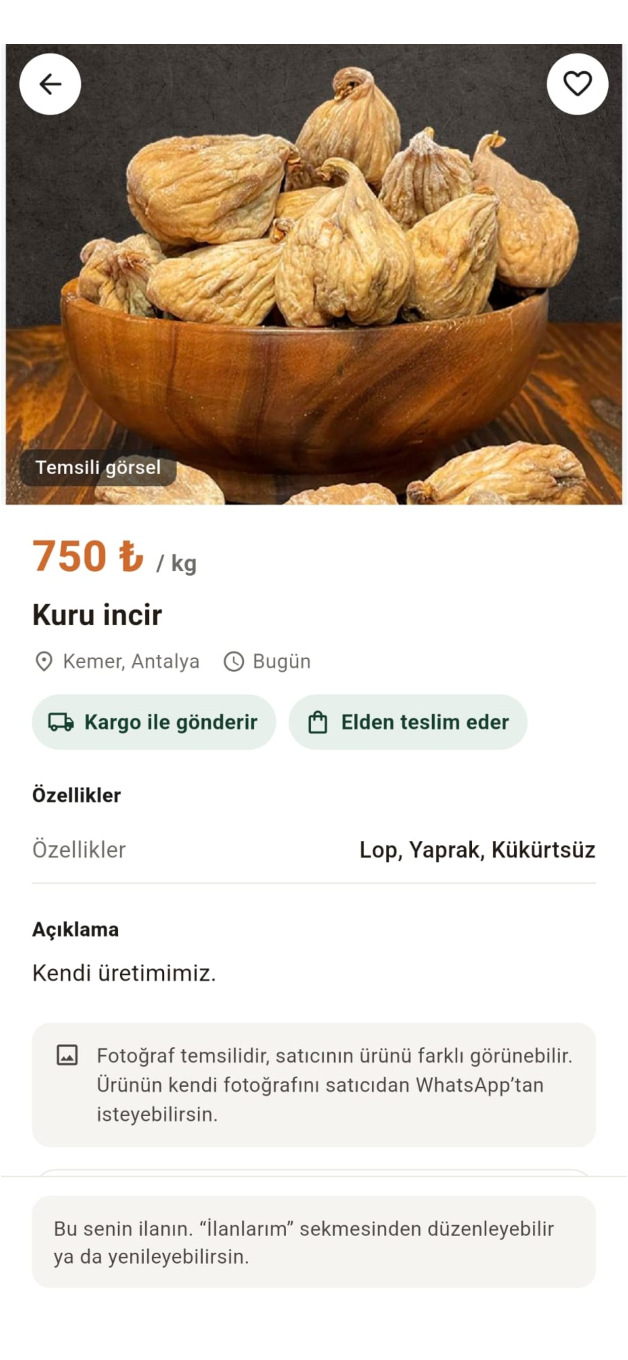 Ürün detay ekranı